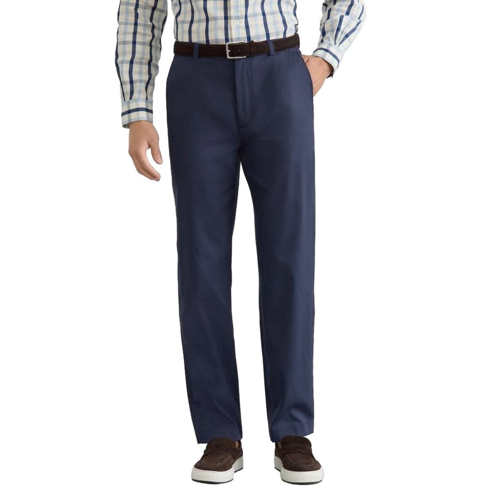 New $148 Brooks Brothers Performance Pants! 36 x 30 Navy Flat Front Zip Pockets